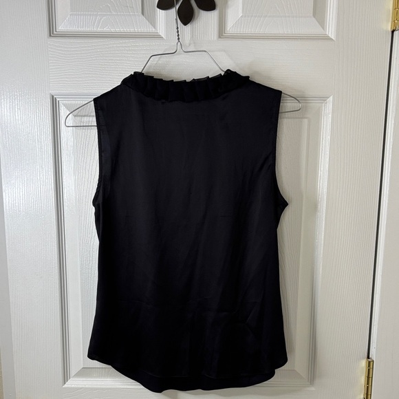 212 Collection Black Ruffle Neck Sleeveless Dress Blouse Size Small - Picture 3 of 7